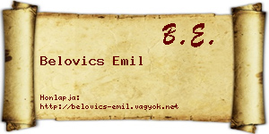 Belovics Emil névjegykártya