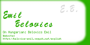 emil belovics business card